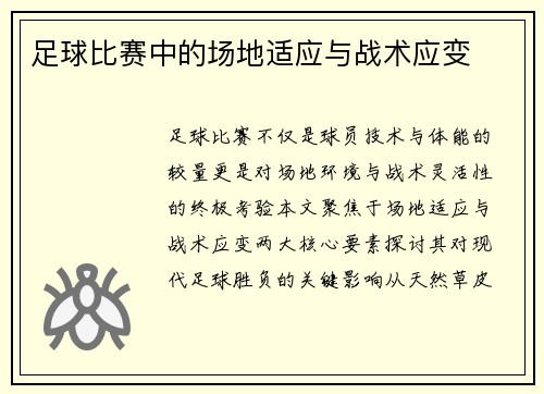 足球比赛中的场地适应与战术应变